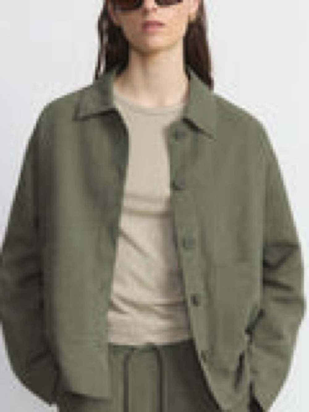 Frank & Oak Olive Green Button-Front Shirt Jacket - Picture 1 of 4